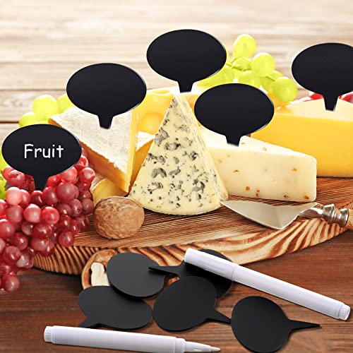 30 Pieces Cheese Markers For Charcuterie Board Black Cheese Labels Acrylic Food Labels For Party Buffet Oval Cheese Name Tag Cupcake Toppers Picks With 2 Erasable Markers For Dinner Wedding Birthday #TOP4