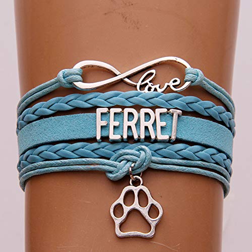 Joulee (10Pcs/Lot) Infinity Love Ferret Bracelets Animal Paw Charm Ferret Mom Bracelet & Bangles Wrap Handmade Jewelry For Women Men - (Metal Color: Brown) #TOP3