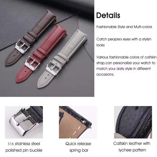 Image of Genuine Leather Watch Band Hand-Stitched Texture Padded Italian Leather Strap Quick Release 12mm 13mm 14mm 15mm 16mm 17mm 18mm 19mm 20mm 21mm 22mm 23mm 24mm Replacement Band for Women Men