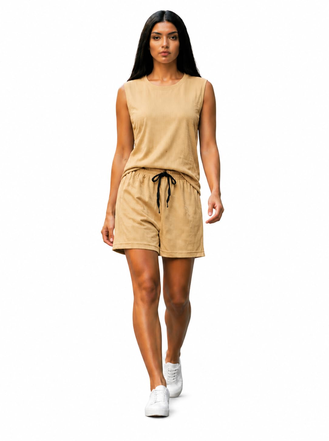 mack nora Women’s Cotton Tracksuit | Wafle Knit Stylish Tracksuit with Shorts | Comfortable All-Season Activewear-MN..156-picture-12