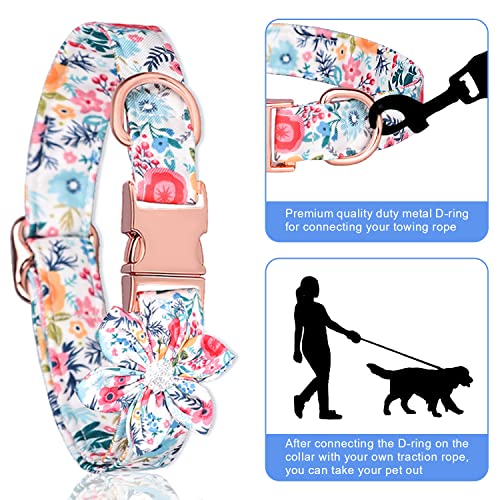 Dog Collar for Large Dogs, Detachable Adjustable Bow Tie & Flower and Alloy Buckle & D Ring, Pet Gift Dog Bowtie for… - Image 5