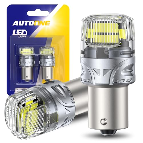 AUTOONE White 1156 LED Light Bulbs 700% Super Bright & 6500K White 7506 BA15S P21W LED Bulbs for Backup Reverse Signal Blinker Tail DRL Brake Running Parking Lights 2PCS