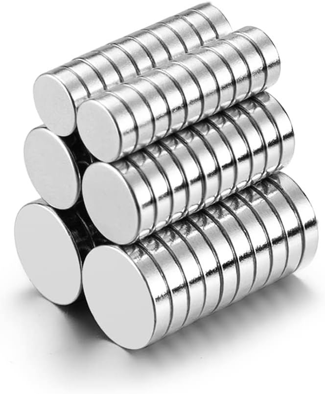 60PCS Magnets - 20PCS Each: 6×2mm / 8×2mm / 10×2mm (Actual Size) - Tiny Small Round Little Thin Magnets for 3D Printing, Miniatures, Crafts, Refrigerator Magnets