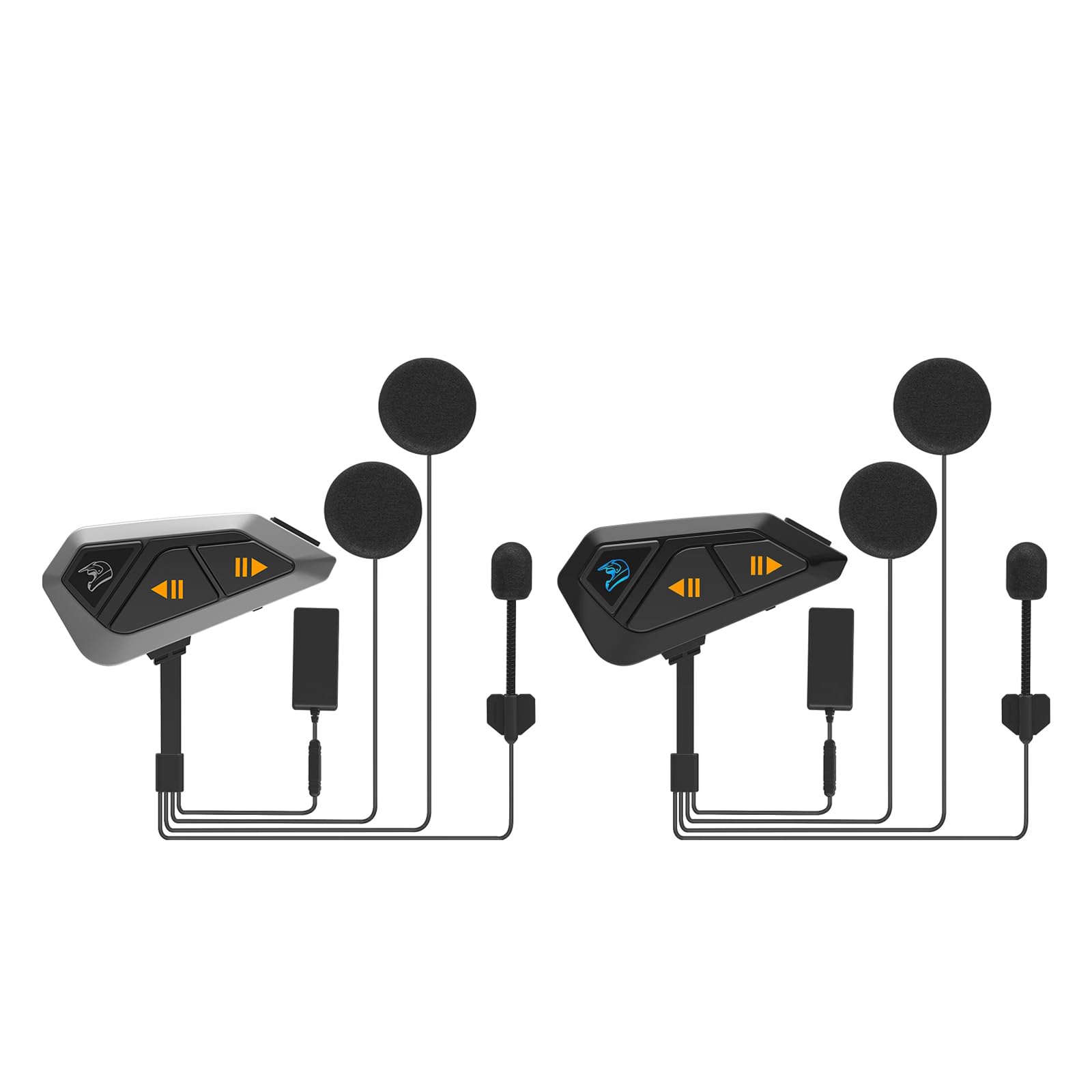 FreedConnFG Motorcycle Helmet Bluetooth Headset, Motorcycle Communication Systems with CVC Noise Cancellation, Stereo Music, 6 Riders 0.75mi/1200m intercom, 19Hrs Intercom, IP65, 2 Pack