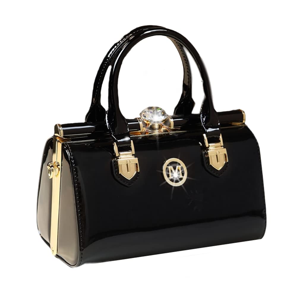 Genuine Leather Women's Top Handle Satchel Crossbody Handbags Evening Bag Purses Small Hard Shoulder Bags