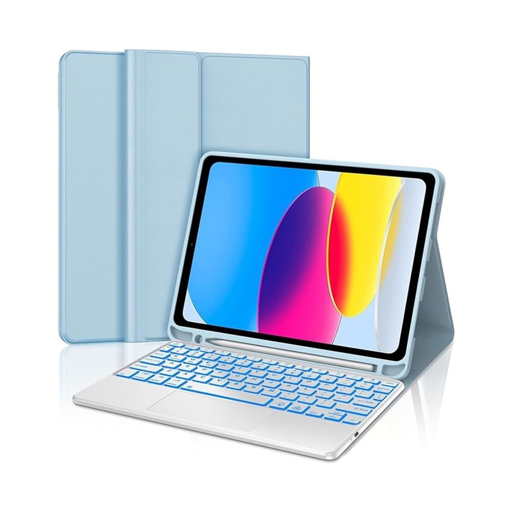 Protection iPad Air 11 2024 clavier bleu ciel pour le télétravail