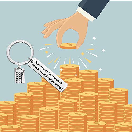 HOLLP Accountant Gift Calculator Charm Keychain That's What I Do I Crunch Numbers and I know Things Keychain4