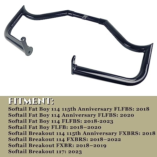 1.5 Inch Big Buddy Highway Bars For Harley Davidson 2018-2023 M8 Softail Engine Guard Installing, Such As Harley Fatboy Engine Guard, Harley Breakout Crash Bars,Survives From A Drop-Black #TOP3