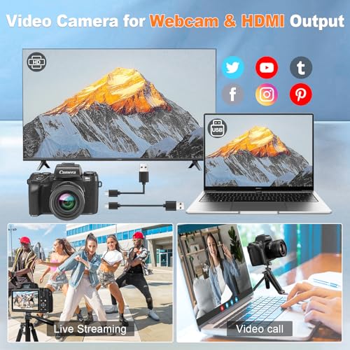 Image of 8K Digital Camera for Photography,64MP WiFi Dual-Lens Vlogging Camera for YouTube with 16X Digital Zoom,Flash,Touch Screen,32GB TF Card,Lens Hood,HDMI Output & 3000mAH Battery(Black)