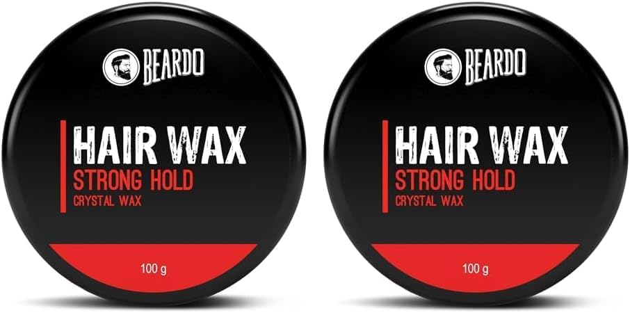 Beardo Stronghold Hair Wax For Men, 100 gm | Crystal Hair Wax with Aloe Vera & Castor Oil | Hair Wax Men | Hair Styling Wax for Glossy Finish & Shine | Strong Hold Hair Wax (Pack of 2)