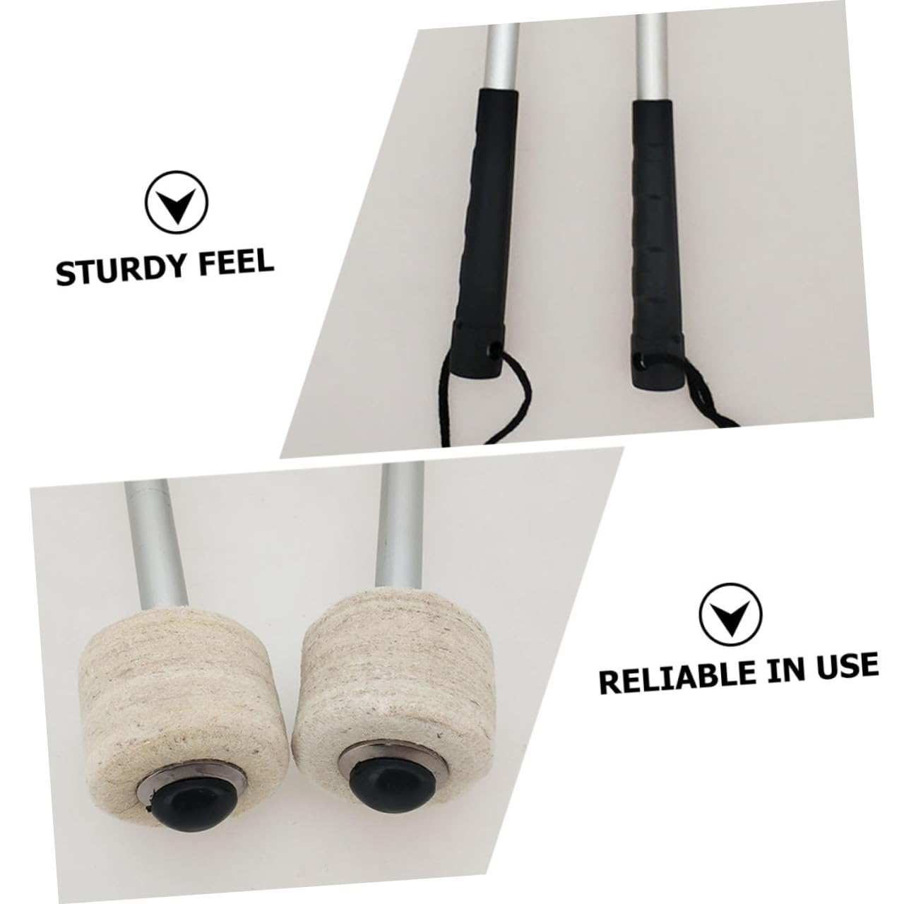 Gatuida 2 piezas Baquetas de de Gran con Cabezal de Fieltro de Lana para Percusión Accesorios de Instrumentos Musicales Resistentes y Cómodas para Prolongado