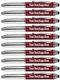 Promotional Pens with your Personalized Text or Custom Business Logo- Bulk 150 Pack- for Marketing, Parties, and Events, 3 in 1 LED Flashlight + Ballpoint Pen + Stylus for Touchscreen Devices, Red
