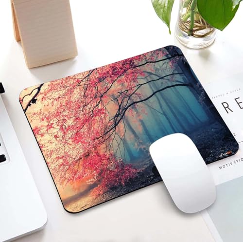 Image of Mouse Pad Beautiful Autumn Tree, Premium-Textured Custom Mouse Mat Design, Washable Mousepad Lycra Cloth, Non-Slip Rubber Base Computer Mouse Pads for Wireless Mouse