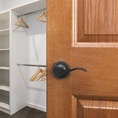 Image of Design House Springdale One-Sided Non-Turning Dummy Door Lever, Matte Black, Decorative Interior Door Handle for Closet, Pantry, and French Doors, Reversible Surface Mount Hardware, 778878