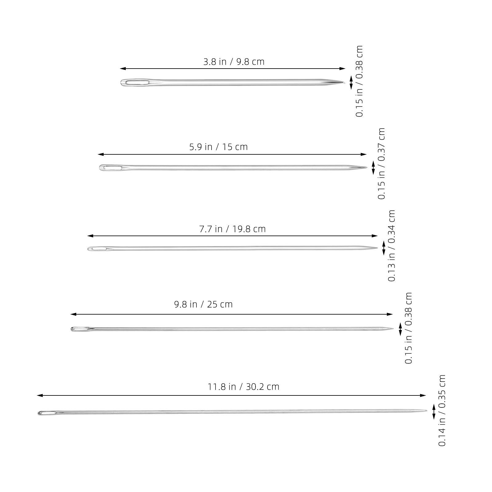 GAROZATION 25 Agujas Grandes de Coser a Mano de Metal para Acolchado y Manualidades, Extralargas Alta Resistencia para Telas Gruesas y Costura Precisa