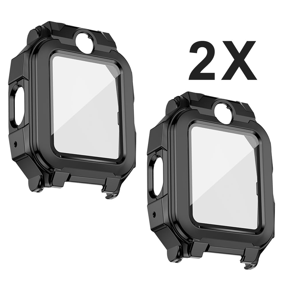 [2 sztuki] 2 czarne z folią ochronną na ekran ze szkła hartowanego do imoo Watch Phone Z7, twardość 9H PC, zderzak, cienka obudowa pełna ochrona