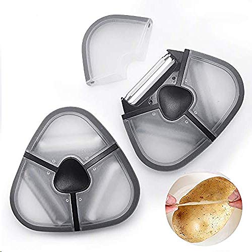 PDJW 3 in 1 Vegetable Peeler, Multifunctional Fruit Peelers with 3 Sharp Blades and Protective Covers, Stainless Steel Peelers Durable for Peeling Apple Potato Tomato Zucchini Kiwi Best Kitchen Helper