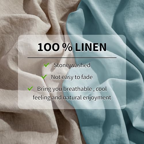 Image of LBRO2M 100% French Pure Linen Sheet Set 4Pcs, 16 inch Deep Pocket King Size