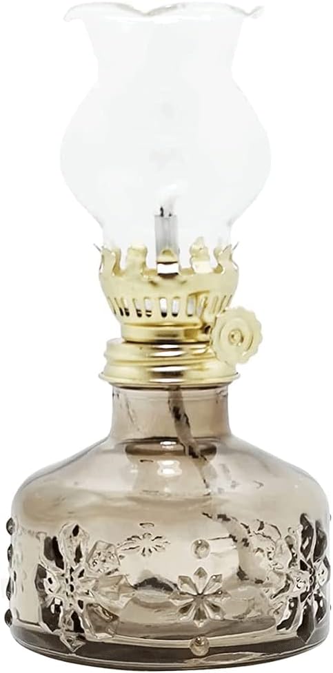 Kerosene Lamp Vintage Stained Glass Oil Lamps 16.5cm Height Hurricane Lamp Clear Kerosene Oil Lamp Home Decor