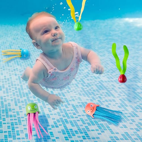 Diving Swimming Pool Toys - 7pcs Octopus & Seaweed Diving Underwater Swimming Pool Bath Water Fun Toys Accessories Big Colorful Octopus Catch Retrieval Game Games Summer Swim Party Supplies - Image 4