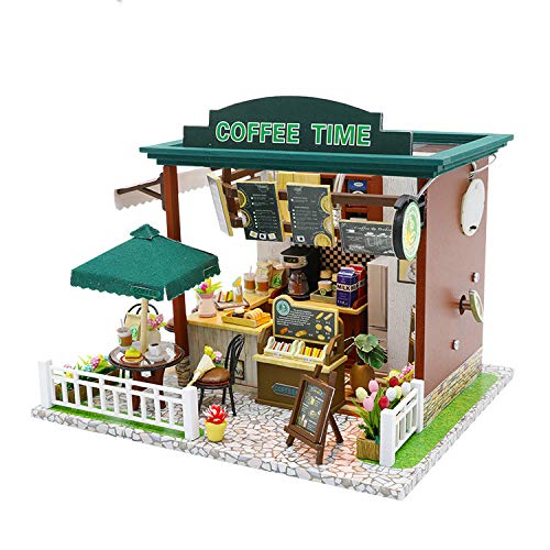 Wyd Diy Model Kits Dollhouse Kits Miniature House Kit Model With Led Lights And Dollhouse Kit For Coffee Time Cottage (Coffee Shop) #TOP4