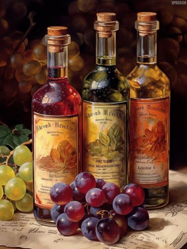 Peinture diamant 5D adulte vintage IPISSOI broderie diamant fruits de vin 30x40cm strass