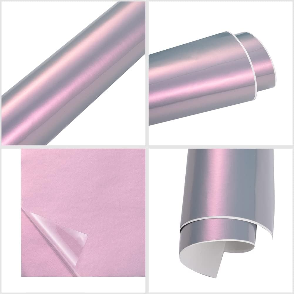 XhuangTech Chameleon Vinyl Wrap Grey to Red Adhesive Car Body Film Sticker Decal Sheet Roll Air Bubble Release DIY (Grey to Red, 60" x 11.8" (1.52M x 0.3M)