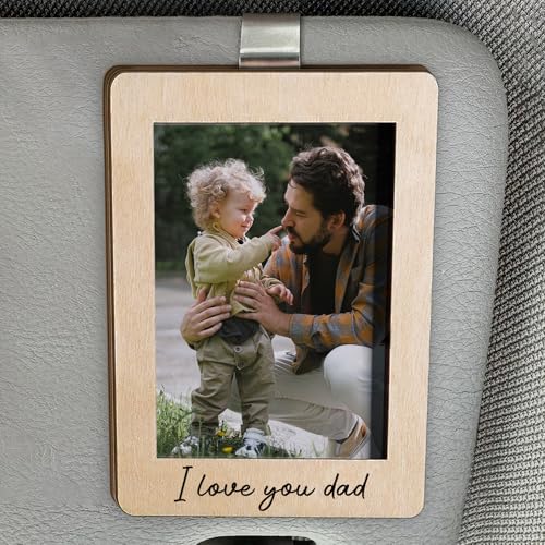 I Love You Dad Car Visor Photo Clip - Drive Safe Daddy Visor Clip Photo Frame - Car Accessories For Men, Women - Polaroid Picture Frame For Cars - Cars Picture Frame With Clips - Best Dad Ever Gifts