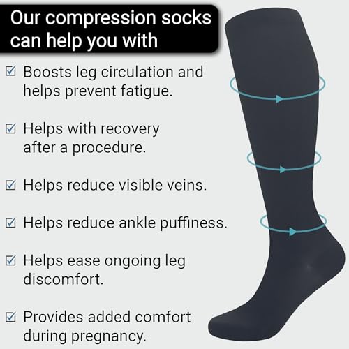 360 RELIEF 1 Pair Compression Socks for Women & Men - 15-20 mmHg Travel Flight Socks – Graduated Support - Ideal for Running, Cycling & during Maternity -S/M, Black with Laundry Bag - Image 5