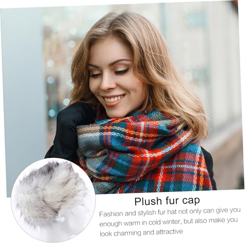 Faux Fur Hat for Women Warm Cap for Cold Weather Stylish Beanie for Girls Fashion Accessory White4