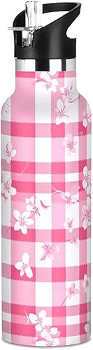 Miniatura 21 de Hyacinths - Botella de agua de metal para niños con tapa de boquilla a prueba de fugas, aislamiento al vacío de doble pared ligera para viajes,