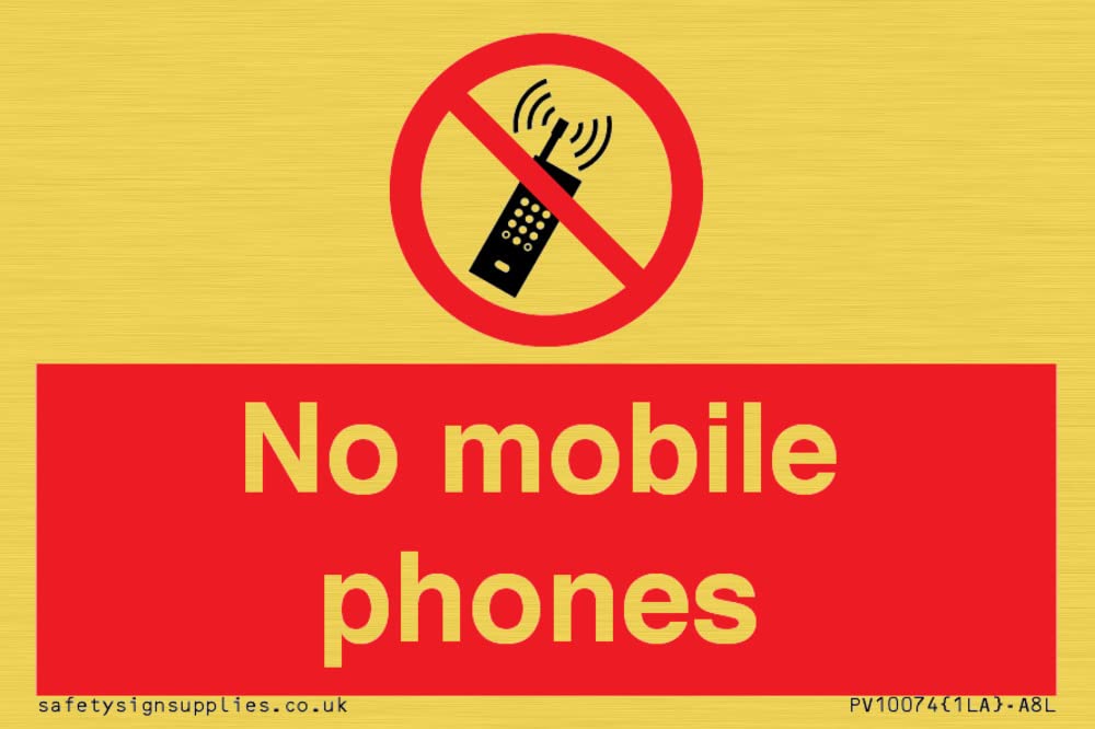 No mobile phones Sign - 75x50mm - A8L