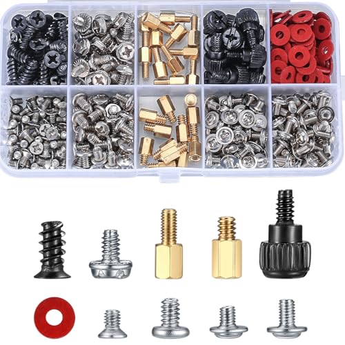 380 Pièces Kit de Vis d'Ordinateur, Vis d'espacement #6-32 Mâle vers M3 Femelle pour Disque Dur, Boîtier, Carte Mère PC, Ventilateur, CD-ROM, Vis de...