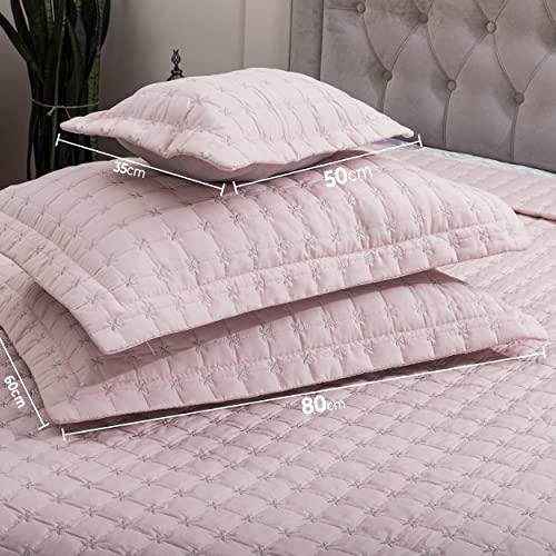 4-in-1 XXL STERN Micro Stoff Gestepptes Tagesdecken-Set | Übergröße Doppelbett Tagesdecke (260x260)cm x 1 | Kissenbezug (60x80)cm x 2 | Dekokissenbezug (35x50)cm x 1 | Hergestellt in der Türkei