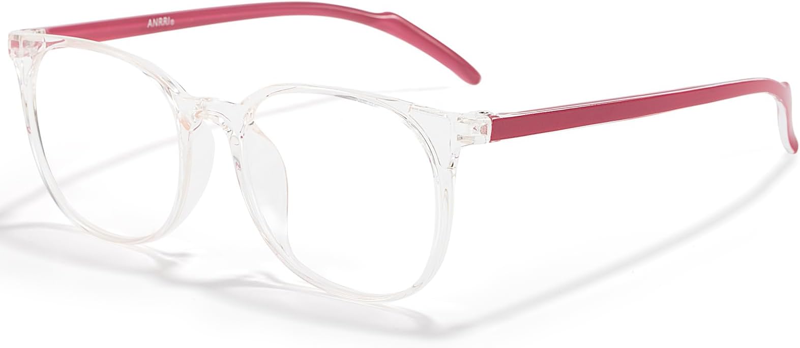 ANRRI Blue Light Blocking Glasses Round Lightweight Eyeglasses Frame Filter Blue Light Computer Game Glasses Clear and Red Frame for Men and Women