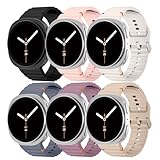 Sport Band for Samsung Galaxy Watch 8 Band 40mm 44mm/8 Classic 46mm for Men Women,Soft Silicone Replacement Strap Wristband for Samsung Galaxy Watch 8 Classic Bands 46 mm/8 44m 40 mm,6 Pack