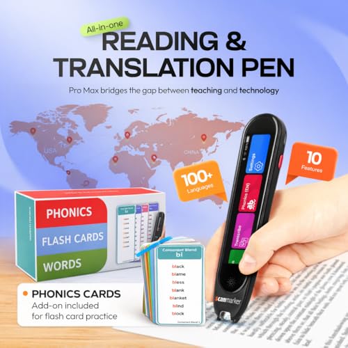 Image of Scanmarker Max Reading Pen + Phonics Cards Bundle | Designed for Classroom Support with Phonics Assistance, Lock Function and Assistive Web App