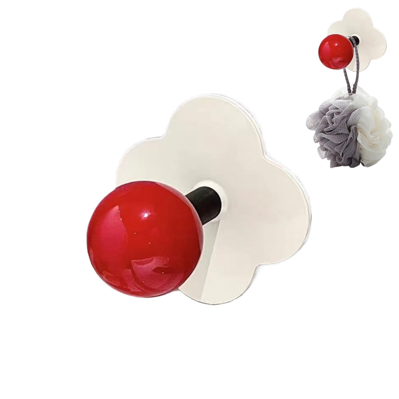 Wdwdw Red Coat Rack With Hooks No Drill,Adhesive,Flower-Shaped Strong Adhesive,Colourful Key Holder,High Performance
