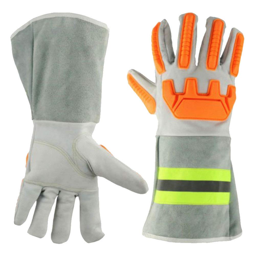 Guanti da saldatore in pelle resistenti al calore e al fuoco per camino, barbecue, saldatura, griglia, forno, fornello | Leroy Merlin