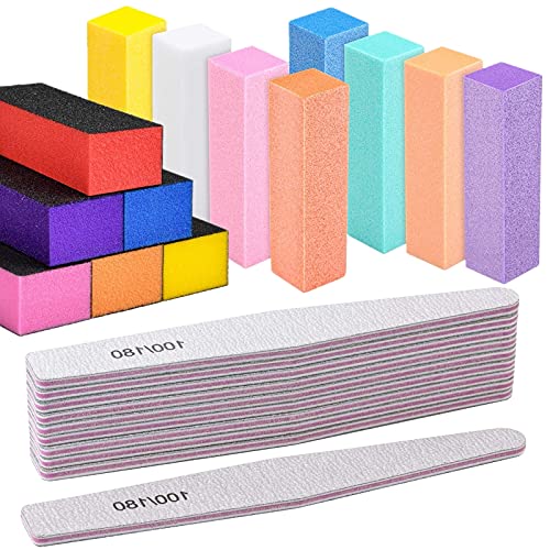 24 Counts Buffer and Nail File Set Doubled Sides Buffing Block for Acrylic Nails 100/180 Grit Manicure File 4 Sided Sanding File Nail Polisher