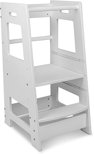 Taburete de cocina para niños pequeños, torre para niños pequeños con riel de seguridad, taburete para encimera de cocina, altura ajustable,