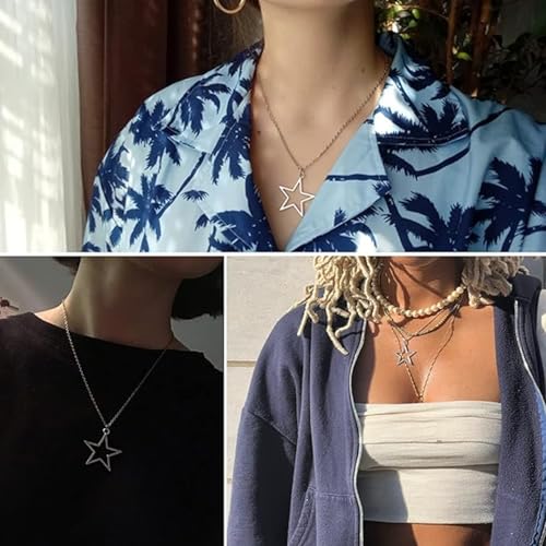 GuoShuang 19pcs Silver y2k necklace for women goth fairy grunge necklace alt cute y2k choker cross bufferfly heart angle jewelry set rings indie fairy grunge accessories4