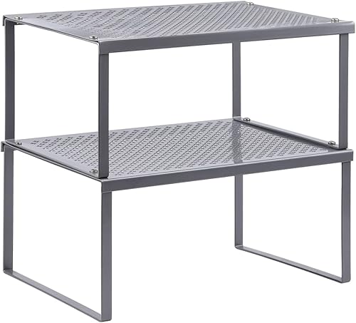 NEX Organizador de estante de cocina para mostrador de despensa, juego de 2 estantes organizadores de gabinetes, estante de especias, apilable,