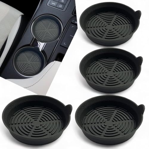 Image of Silicone Car Cup Coaster Set of 4 | Compatible with Maruti Suzuki Grand Vitara | Anti-Slip Cup Holder Insert | Black