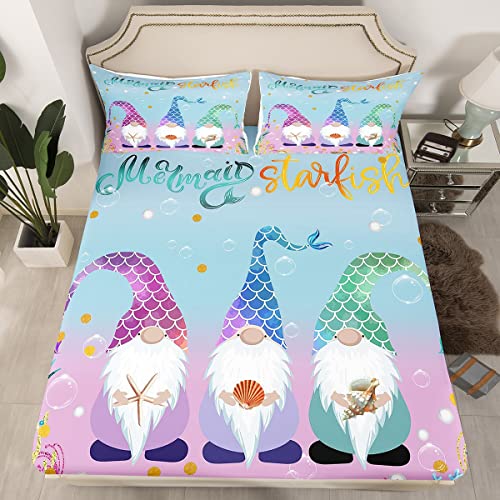 Erosebridal Lençol com elástico de cauda de sereia meninos Papai Noel lençol de cama Queen, conjunto
