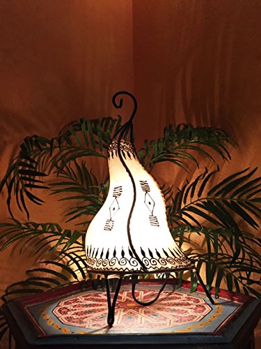 Orientalische Tischlampe Zeliha 42cm Lederlampe Hennalampe Lampe | Marokkanische kleine Tischlampen aus Metall… – Bild 4