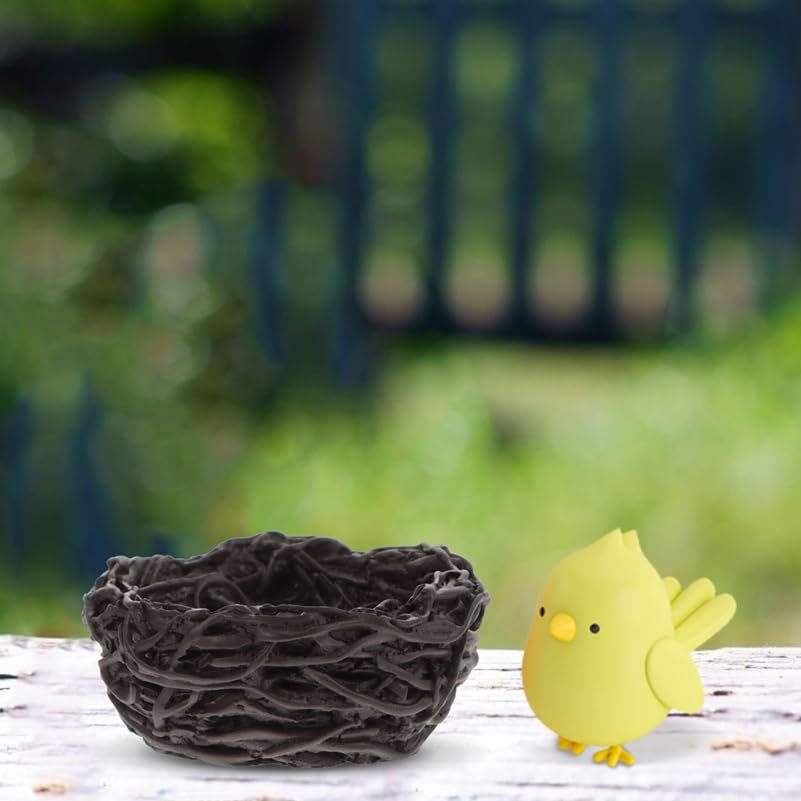 Image of Resin Bird Nest Ornaments 12 Pack Black Mini Nest Decor for Doll House Adornments Garden Balcony Yard Micro Landscape Crafts Home Decor Birdcage Accessories