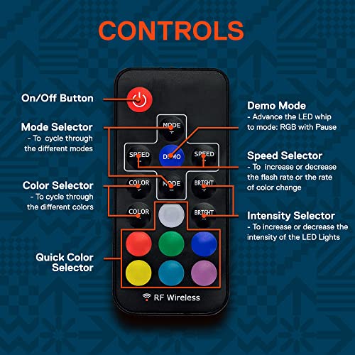 True Mods 2Pc 3Ft Led Whip Lights For Utv Atv [21 Modes] [20 Colors] [Rf Wireless Remote] [Weatherproof] [Usa Flag] Led Lighted Whips Antenna For Rzr Can-Am Polaris Utv Atv Accessories #TOP5