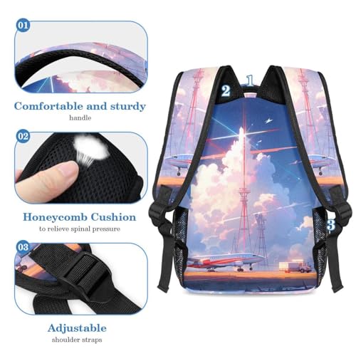 Sac à dos et trousse à crayons motif avion pour éviter le mal de dos - 4