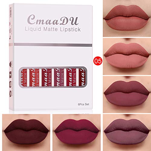 Keepfit 6 Color Matte Liquid Lipstick, Beauty Bright Lip Gloss for Women Girls (E) - Thumbnail 3